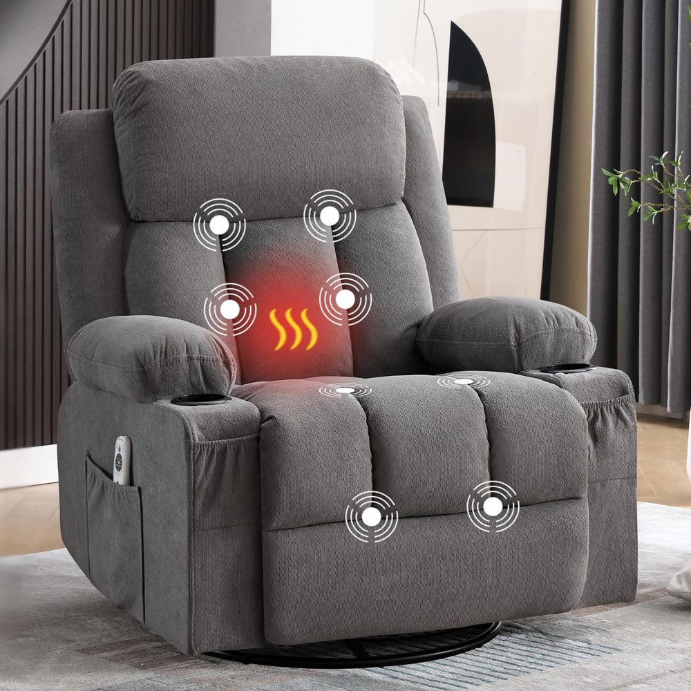 Heated Massage Swivel Rocker Recliner Chair