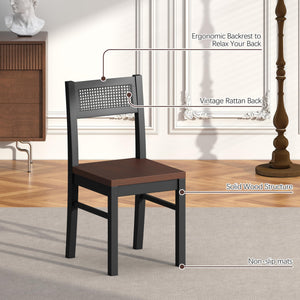 5-Piece Dining Table Set with Rattan Back Chairs
