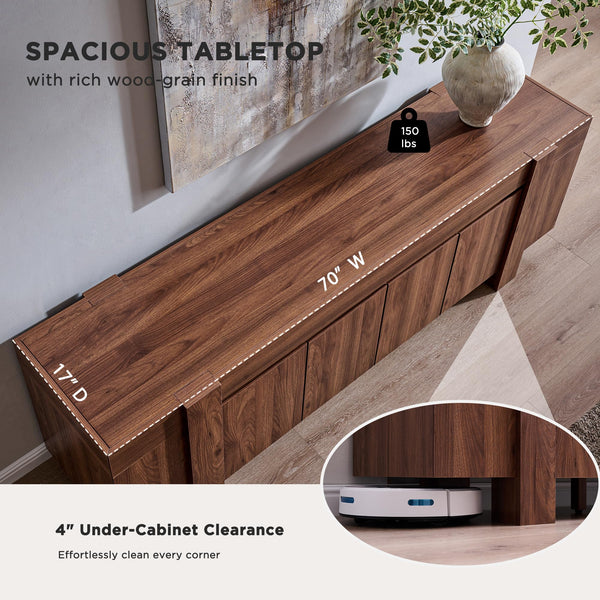 70" Farmhouse TV Stand with Storage Cabinet