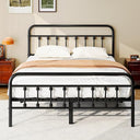 Metal Platform Bed Frame with Victorian Headboard & Footboard