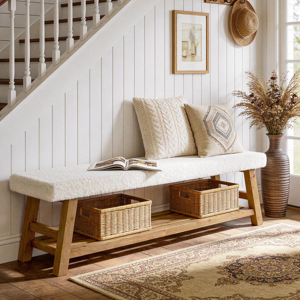 55" Upholstered Storage Bench with Cushion