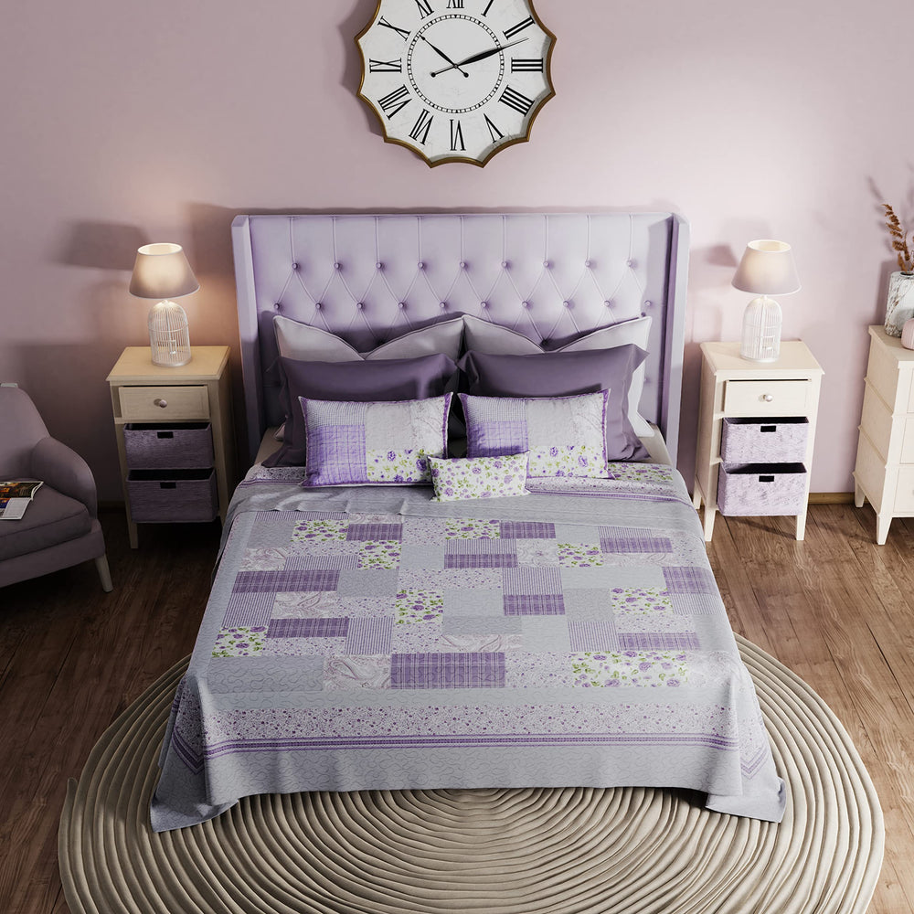 Purple White Lodge King Quilt 110" x 96"