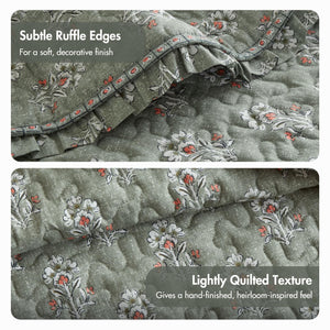 Reversible Vintage Floral Quilt Set with Shams – Queen & King