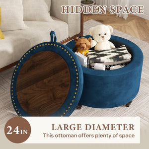 24-Inch Round Tufted Storage Ottoman