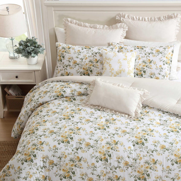 Floral Comforter Set with Shams & Decorative Pillows