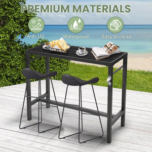 Outdoor Bar Table – Counter Height Pub Table with Bottle Opener