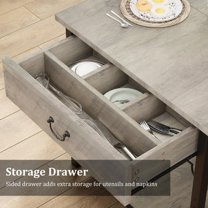 3-Piece Dining Table Set with Storage Drawers & Wine Rack