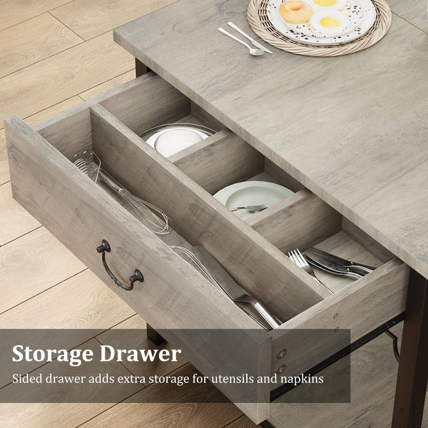 3-Piece Dining Table Set with Storage Drawers & Wine Rack