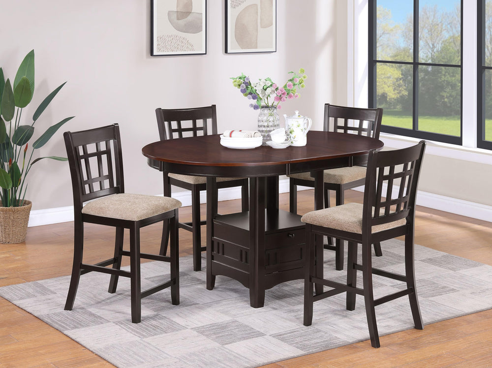 5-Piece Counter Height Dining Set with Extendable Oval Table