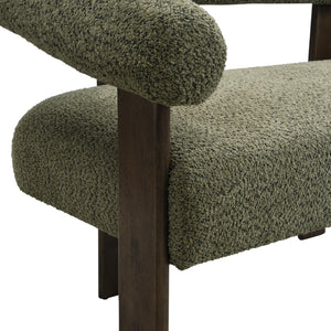Modern Bouclé Fabric Loveseat – 2-Seater Sofa with Curved Armrests & Rubberwood Frame