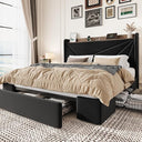 Velvet Storage Bed Frame with Charging Ports