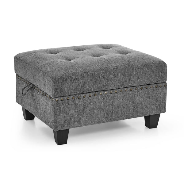 U-Shape Modular Sectional Sofa with Ottoman – Grey Chenille
