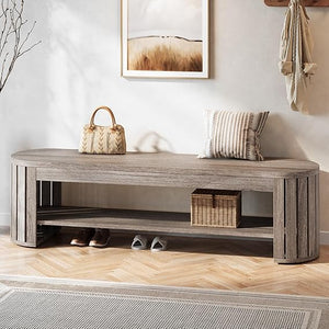 63" Entryway Shoe Bench with Open Storage Shelf