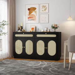 60" Buffet Sideboard Cabinet with Drawers & Wave Doors