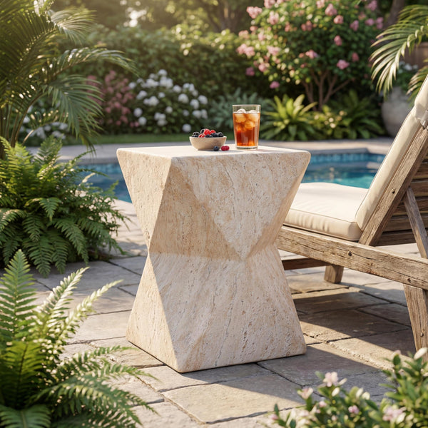 MGO Outdoor Side Table with Hourglass Design