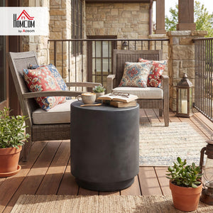 Round Concrete Finish Side Table with Adjustable Feet