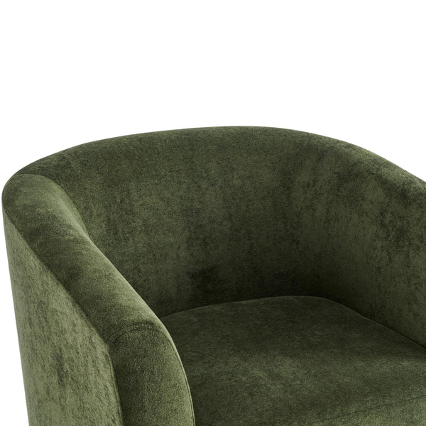 Velvet Swivel Barrel Accent Chair with Wood Frame