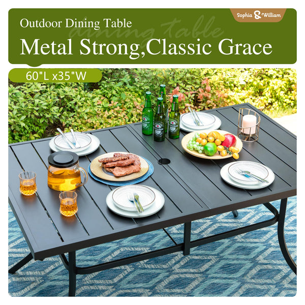 7-Piece Outdoor Patio Dining Set with Swivel Chairs & Rectangular Table