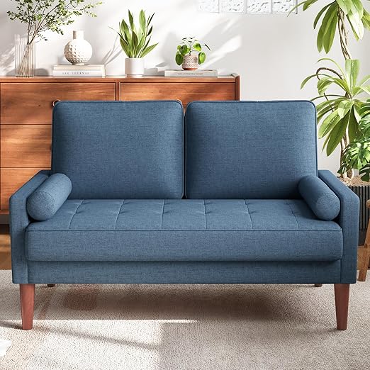 2-Seat Loveseat Sofa with Solid Wood Legs