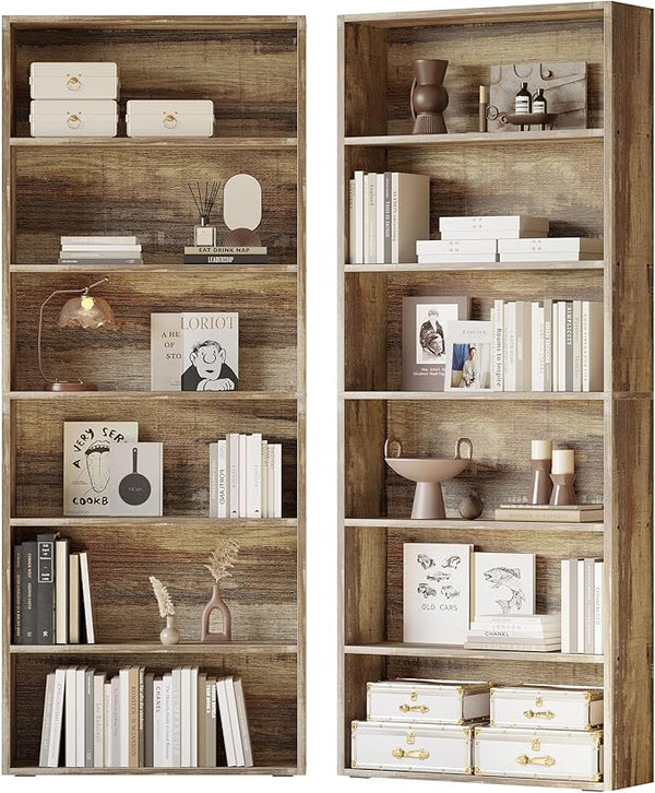 6-Tier Bookcase Set of 2 — 70" Tall