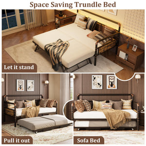 Twin Metal Daybed with Pop-Up Trundle