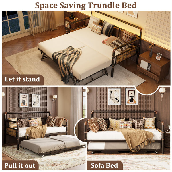 Twin Metal Daybed with Pop-Up Trundle