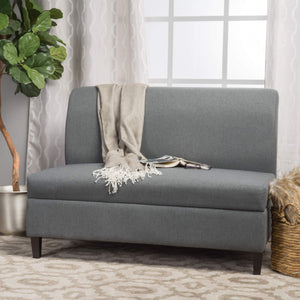 Fabric Storage Loveseat with Hidden Storage - Charcoal