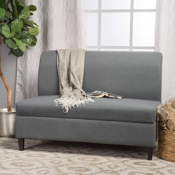 Fabric Storage Loveseat with Hidden Storage - Charcoal