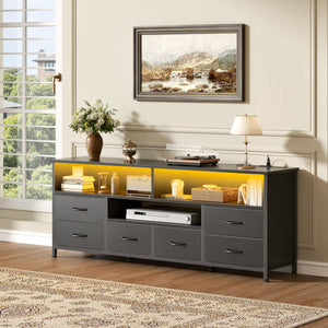 55" LED TV Stand with Drawers, Power Outlets & LED Lights