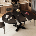 Extendable Round Dining Table for 4-6 | Metal X-Base & MDF Top