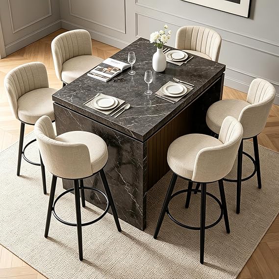 Swivel Bar Stools with Back & Footrest