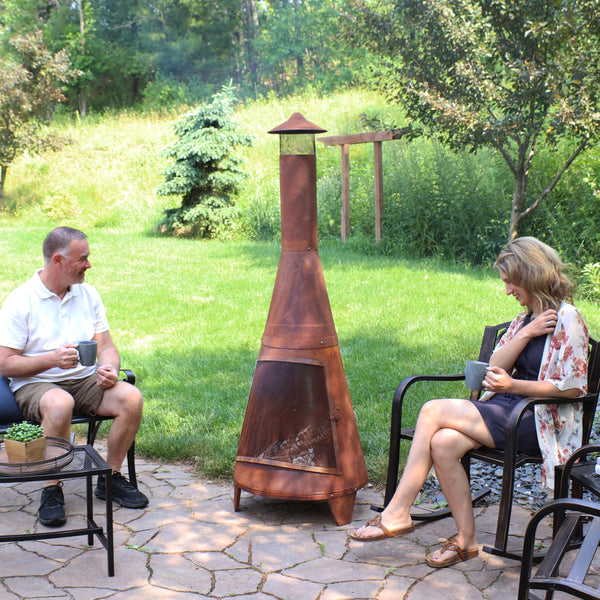 70-Inch Steel Chiminea Wood-Burning Outdoor Fireplace