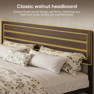 King & Queen Platform Bed Frame with Headboard