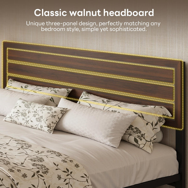 King & Queen Platform Bed Frame with Headboard