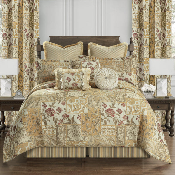 Floral Jacquard Comforter Set — 9-Piece King, Yellow