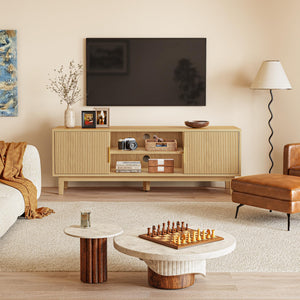 54" Fluted TV Stand with Cabinets & Adjustable Shelf