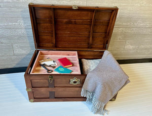 Solid Maple Wood Steamer Trunk Hope Chest with Cedar Tray & Brass Lock