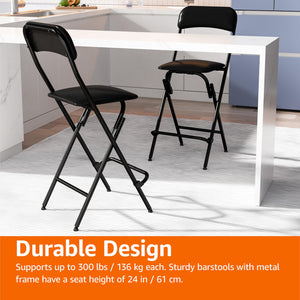 Folding Bar Stool with Footrest, Set of 2