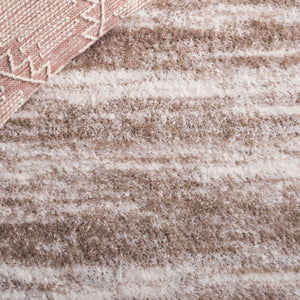 Shag Area Rug – Taupe & Ivory Geometric, Low-Shedding Plush Pile