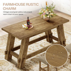 63" Counter Height Bar Table with Footrest – Rustic Brown Pub Table