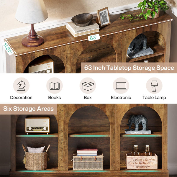 Narrow Entryway Console Table with 3-Tier Storage Shelf