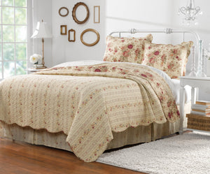Antique Rose Full/Queen Quilt Set – Ecru