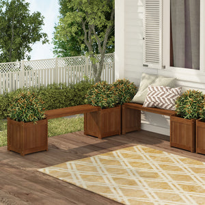 Outdoor Hardwood Planter Bench with Flower Box