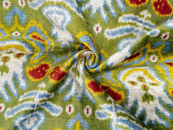 Multicolor Ikat Velvet Throw Pillow 20x20 with Down Feather Insert