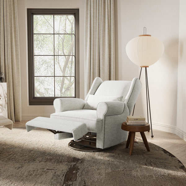 Swivel Glider Recliner Chair with Footrest & Lumbar Pillow