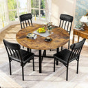 Round Dining Table Set for 4 with Faux Leather Chairs