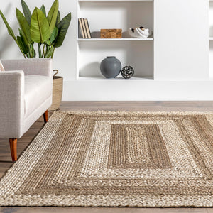 Oval Jute Area Rug – Natural Ivory, 5' x 8'