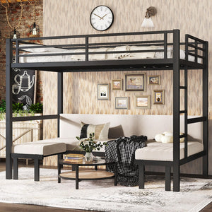 Twin XL Over Twin XL Futon Bunk Bed with Sofa
