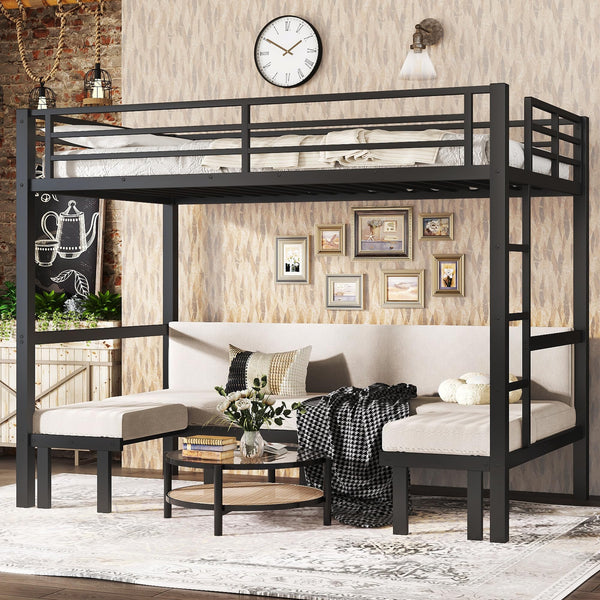 Twin XL Over Twin XL Futon Bunk Bed with Sofa