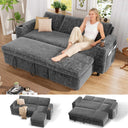 Chenille Sectional Sleeper Sofa with Storage Chaise
